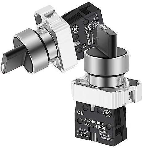 GUUZI Selector Rotary Latching Switch 1NO 2 Posiciones SPST, 600V 10A Mantenido Rotary Select Switch, Selector Switch (Paquete de 2)