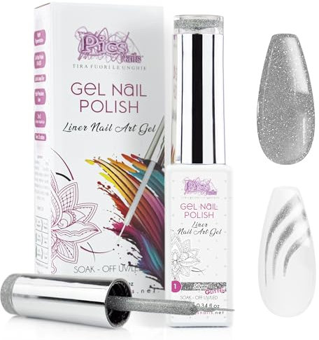 Vernis à ongles en gel semi-permanent Nail Art UV/LED 10 ml (1. Argent pailleté)