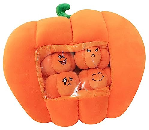 EXQUILEG Kürbis-Set Plüschtier, 42×40CM Kürbis Plüschtier, Plüsch Kissen, Cartoon Plüsch Spielzeug für Kinder Jungen Mädchen Valentine Geburtstag Geschenke