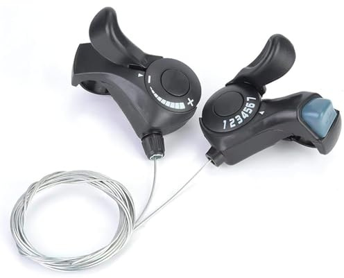 Haosie Bike Shifters, One Pair Outdoor Mountain Bicycle, 3X7 Thumb Gear Shifters, TX-30 Speed Shift Lever and Set, Cable Length About: 1 M / 39.3 in