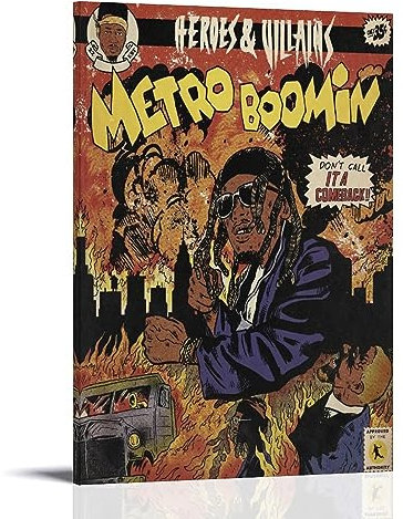 Metro Boomin-Poster, Helden und Bösewichte, Album, Comic-Poster, Musikposter für Zimmer, ästhetische Leinwand, Wandkunst, Schlafzimmer-Dekor, 40 x 60 cm