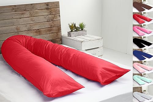 LANDSTER Schwangerschaftskissen Seitenschläferkissen Schlafkissen Ganzkörperkissen Stillkissen Pregnancy Pillow Body Pillow U förmiges Kissen mit Kissenbezug (U-Förmiges, Rot)