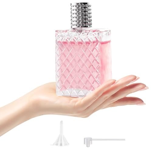 Omsscun Vaporisateur Parfum 100ml, Flacon Vide Rechargeable en Verre, Portable pour Femmes Hommes Voyages (Argent)