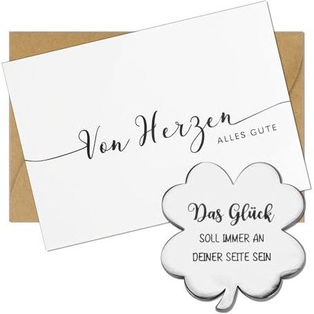 COLOFALLA Viel Glück Prüfung Glücksmünzen Silvester Kleeblatt Glücksbringer Abitur Prüfung Bestanden Geschenk Abitur Glücksmünze mit Grußkarte Glücksbringer Münze Glücksbringer für Prüfung