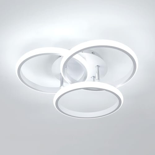 Comely LED Deckenleuchte Rund Modern 40CM, 40W 4500LM Deckenlampe Schlafzimmer weiß, Wohnzimmer Lampe Kaltesweiß 6500K Decke LED aus Aluminium für Flur Büro Arbeitszimmer