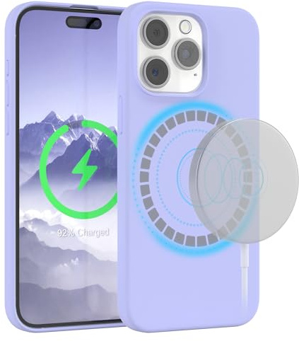 EAZY CASE - Silikonhülle kompatibel mit iPhone 15 Pro Max Hülle mit Qi Charging Silikon Case weich stoßfeste Handyhülle Schutzhülle Kameraschutz Dünn Schutz Cover TPU Bumper in Lavendel Lila
