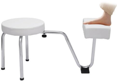 TRIEBAN Repose-pieds avec repose-pieds, 2 en 1, tabouret de pédicure, réglable, en PVC, pour manucure, spa, beauté, salon, équipement de studio, blanc
