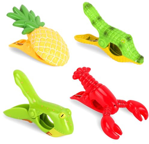 4 Pieces Pince Serviette Plage,Pinces à Serviettes pour chaises Longues,Grosse Pantoufles Pince Serviette De Piscine Clips,Pinces à Linge de Plage pour Les Serviettes, Le Linge et Les chaises Longues