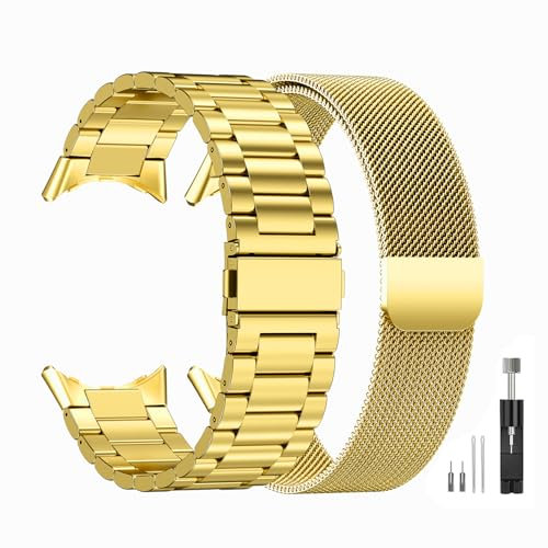 Wizvv Metall Uhrenarmband kompatibel mit Google Pixel 3 41mm/Google Pixel 2/Google Pixel Watch, einstellbare dauerhafte Mesh Edelstahl Armband für Frauen Männer