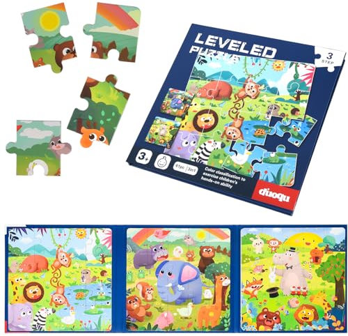 ASTARON Magnetische Puzzle für Kinder, 16-20-25 Teile Tier Kinderpuzzle ab 3 Jahre, Beschäftigung für Kinder im Autofahrt Flugzeug, Kindergeburtstag Geschenke