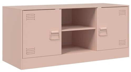 vidaXL Mobile Porta TV Rosa 99x39x44 cm in Acciaio, Supporto TV, Mobile HiFi, consolle TV, credenza TV, Mobile dispositivi multimediali