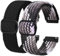 BISONSTRAP 2 Stück Geflochtene Nylon Armband 18mm, Verbesserte Verstellbare Schnalle, Dehnbare Schlaufen Uhrenarmband für Herren und Damen, Schwarz+Farbverlauf Schwarz