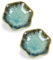 Dmnnlp Tea Bag Dish, Ceramic Spoon Rest 4.3 Inch, Flower Shape Small Bowls for Dips, Spoon Holder Kitchen, Condiment Dish, Snack Bowls, Sushi Soy Dish 2pcs (Green)