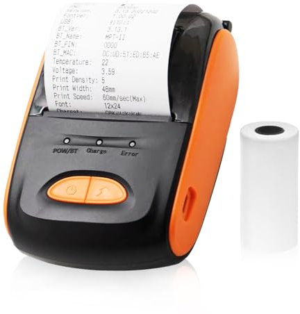 SHUAIGUO Bondrucker Tragbarer mobiler 58-mm-Thermodrucker Drahtloser BT-Mini-Rechnungsticketdruck Kompatibel mit Android iOS Windows mit 1 Stück Thermopapierrollen für Restaurants, Supermärkte,