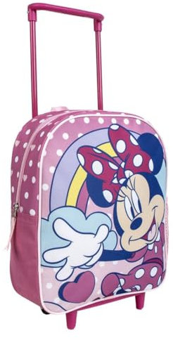 Disney Minnie Mouse Kids Trolley Bag – Lightweight Cabin Luggage with Telescopic Handle & Wheels, Spacious & Durable School Travel Backpack, 100% Polyester, Ideal for Back-to-School, Holidays & Trips