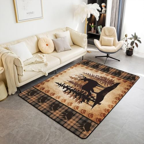 Teppich 3D Wildtier Elch Teppiche Wohnzimmer Große Teppiche Luxus Tierteppiche Schlafzimmer Badezimmer Küche Bodenmatte Fußmatte - Polyester-Soft-Touch, 60 X 90 cm -4T7Q7B5L7O