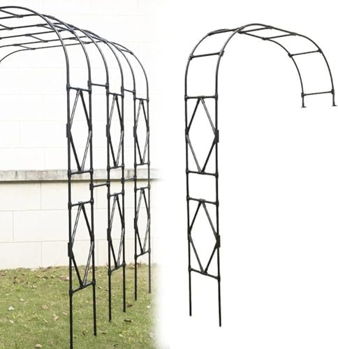 GWWBD Metall Rosenbogen Halbbogen Gartenbogen, Wandmontage halbrund Bogen Rosengestell, Pergola, Spalier, Stabil