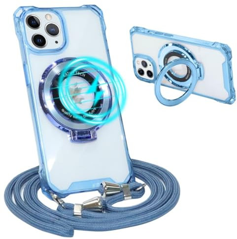 GoodcAcy Crossbody Case for iPhone 11 Pro Max,Necklace Mobile Phone Cover with Cord Strap for 11 Pro Max Clear Transparent TPU Soft iPhone 11 Pro Max Cover Holder with Neck Cord Lanyard Strap-blue