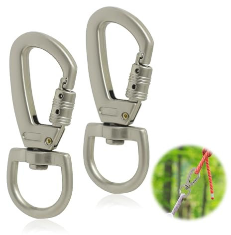Karabinerhaken mit Drehgelenk,Karabiner für Hundeleine Wirbelkarabiner 2PCS, Robusten Wirbel Schnappkarabiner Scherenkarabiner für Hundeleine, Bergsteigen, Schlüsselbund (B:Silber)