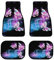 JiuPopular Autoteppiche 4er Set, Glowing Night Pink Schmetterlinge Auto Fußmatten Universal Fußmatten für Auto SUV LKW