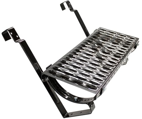 Decket Laufrost für Dach & Schornstein, Set Typ L mit Dachtritt, Haltern | Befestigungen & Befestigungsschrauben; Trittfläche für Dacharbeiten; Laufgitter; 40 cm Länge; Schwarz