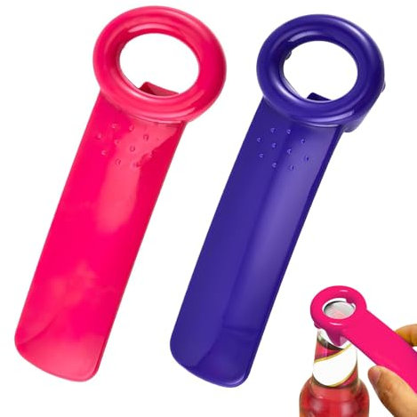 2 Psc Original Opener, Can Opener Manual, Beer Open Tool, Mini Portable Lid Openers, Arthritis Bottle Beer Open Tool for Elderly Children Women Weak Hands(Pink and Purple)