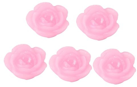 Alipis 5 Pezzi Candele Galleggianti a Forma Di Rosa in Paraffina Per Decorazione Di Acqua, Piscine e Feste