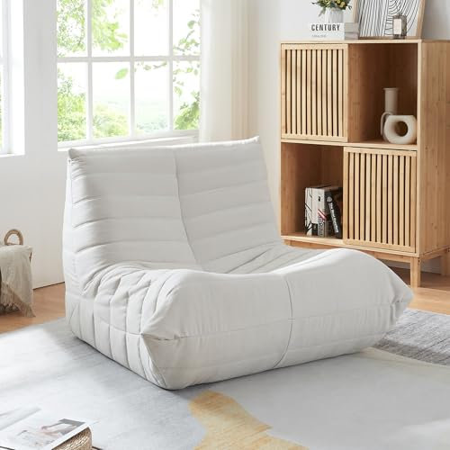 [en.casa] Bodensessel Kodsø Bodenstuhl mit Rückenlehne Lesesessel gepolstert Bodensofa 75 x 90 x 100 cm Relaxsessel Mikrofaser Beige