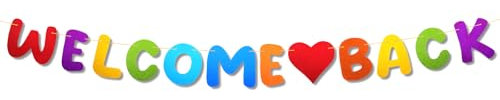 AOZUO Welcome Back Girlande, Willkommen Zurück Banner Glitzer Herzlich Willkommen Girlande Schule Saison Schulbanner für Schuldekoration Dekoration Klassenzimmer Famili Deko Einschulung Aktivitäten(A)
