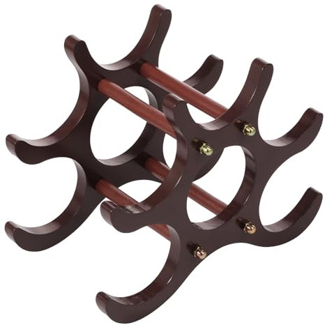 Ghshanog Wooden Wine Rack,6 Bottles Wine Holder Storage Shelf,3-tier Small Freestanding Bottle Wine Rack,Movable Wine Holder for Countertop, Kitchen, Bar, Cellar