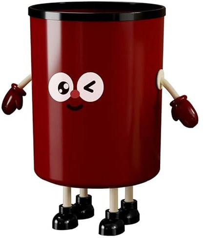 UniForge DIY Cartoon Character Trash Bin Kit - Adorable & Creative Home Decor Waste Bin, Customizable Design with Arms & Legs (red-round)