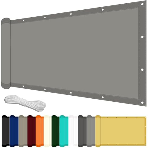 Voile d'ombrage Imperméable 100 x 400 cm avec Protection UV Toile Solaire Voile d'ombrage Imperméable et Coupe-Vent pour Patio Jardin, Terrasse, Extérieur, Balcon, Gris Clair