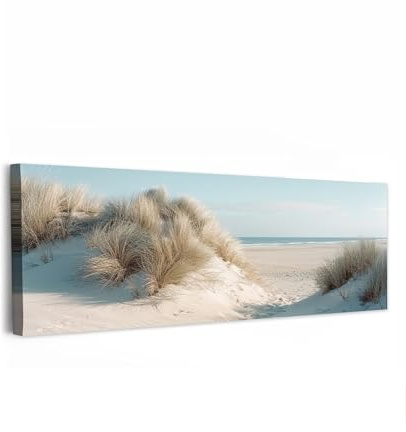 MuchoWow© Wandbilder Schlafzimmer Home Deko XXL Wandbild Wohnung Bild | 120x40 cm - Wohnzimmer Fotoleinwand Panorama Leinwand Wall Decor Groß Dünen - Pflanzen - Sommer - Natur