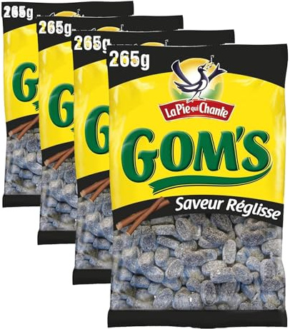 La pie qui chante Bonbons LPQC Gom's Réglisse 265 g (Lot de 4)