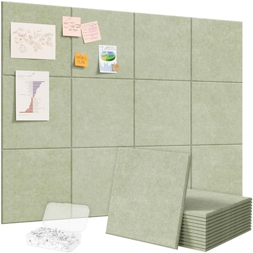 Lifewit Groß Pinnwand Filz Selbstklebend, 120 x 90 cm-12 Pack Korkwand Alternative, Dekorative Vision Board Fotowand Pin Board Memoboard mit 50 Stück Pinnnadeln für Büro, Kinderzimmer, Salbeigrün