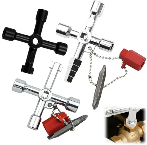Ruvan 3 Piezas Llave Universal Multifuncional De 4 Puntas, Llave Multiuso Para Paneles, Para Contador Agua, Armario Eléctrico, Ascensor, Contador Gas, Válvulas