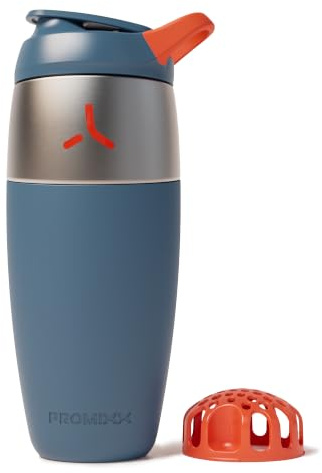 PROMIXX Pursuit Batidora Acero Inoxidable - 950ml Mezclador Proteínas Metal Ligero con Snap-Fit para Batidos Suaves - Hermético Anti-Olores para Fitness - Azul Medianoche