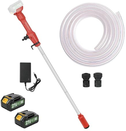Bomba de transferencia de agua inalámbrica, portátil, sumergible, para pozo profundo, 2725 l/h, alto flujo con batería recargable de 2 x 4,5 Ah para jardín, estanque, barco, lluvia, barriles de