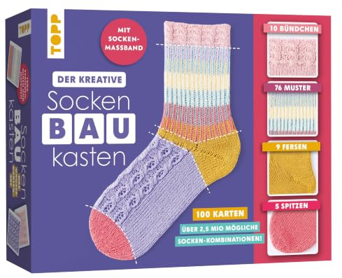 Der kreative SockenBAUKasten. Das große Karten-Set mit Sockenmaßband: 100x stricken, mixen und matchen. 2,5 Mio Socken-Kombinationen. Mit Anleitung ... und Spitze und praktischem So-geht's-Booklet