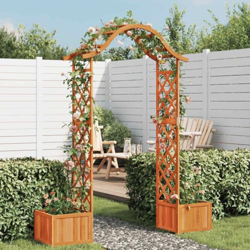 Ordellia Pergola de jardin avec bac à fleurs en bois de sapin massif, arche de rose, treillis, pergola, treillis, arche de jardin, aide à l'escalade, support de plantes pour terrasse, balcon, jardin