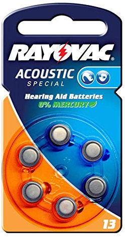 Varta Rayovac Zinc/Air Hearing Aid Batteries 1.4 V 290 mAh Pack of 6