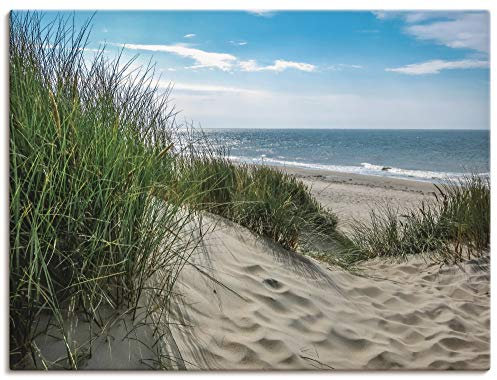 ARTLAND Wanddeko Leinwand Bilder Wandbild 80x60 cm Strand Meer Küste Nordsee Maritim Düne Sommer Modern T1OE