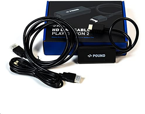 POUND Cavo HD Link per Console Retro Playstation 2 - Compatibile con PS1 e PS2 - Cavo HDMI con Qualità dell'Immagine RGB, Risoluzione 720p e con Cavo Micro USB di Alimentazione