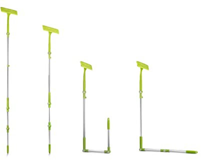 TECHNOSMART Essuie Vitre Télescopique, Nettoie Vitre Réglable, Nettoyeur Vitre Anti Rayure, Lave Vitre 2 en 1 Lavette Microfibre et Racloir