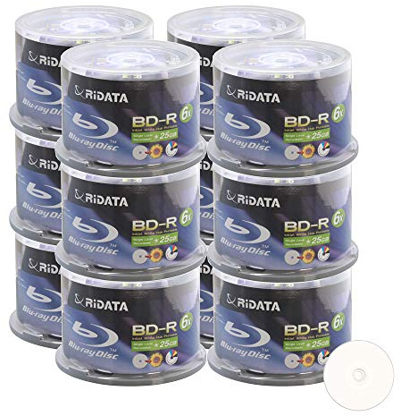 600 Pack Ridata 6X BD-R 25GB Blue Blu-ray White Inkjet Hub Printable Disc