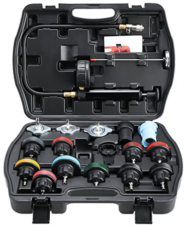 FreeTec 18-TLG Kühlsystemtester Kühlerabdrückgerät Kühler Druck Prüfung Abdrückgerät Kühlsystem Tester abdrücken Prüfgerät Wassertank Lecksucher Werkzeug