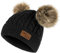Yixda Baby Kids Winter Mütze Mädchen Jungen Warm Fellbommel Beanie Hüte (Schwarz)