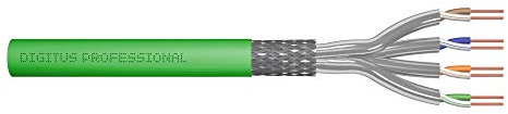 DIGITUS 500 m Cat 8.2 Network Cable - S-FTP (PiMF) Simplex - BauPVO Dca - LSZH Halogen Free - 2000 MHz Copper AWG 22/1 - PoE++ Compatible - LAN Cable Installation Cable Ethernet Cable - Green