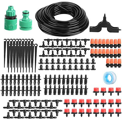 Drip Irrigation System, Automatic Drip Watering Plant Hose Kit, Garden Watering Kit for Balconies/Hanging Baskets/Terraces/Greenhouses/Kitchen Gardens