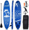 COSTWAY Inflatable Stand Up Paddle Board, 16cm Thick SUP with Accessories, Carry Bag, Adjustable Paddle, Hand Pump, Bottom Fin, Ankle Leash, Non-Slip Deck, for All Levels (Navy Blue, 297 x 76 x 16cm)